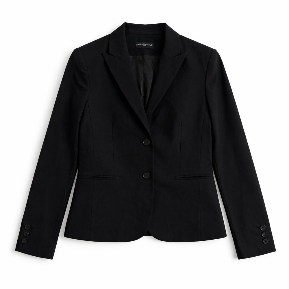 Karl Lagerfeld Paris Womens Black Minimalist Blazer Jacket Old Money Office S